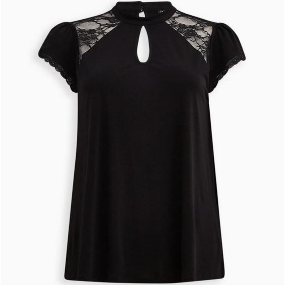 Black Lace Eyelet Top